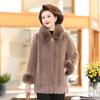 Middle-Aged and Elderly Mink Velvet Jacket for Women's Winter Mothers' Outwear Mid Long Thick Imitation Mink Velvet Fur Coat