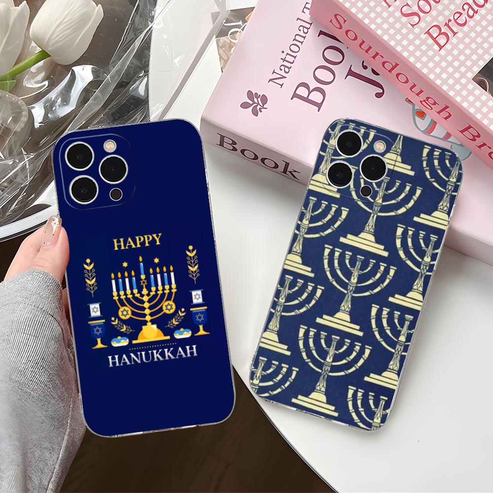 Еврейский чехол для телефона Ханука для iPhone 17 16 15 14 13 12 11 X XR XS Air Pro Max Plus Mini Прозрачный Цветной Чехол Роскошный