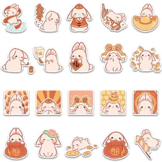 40 шт., наклейка в стиле граффити, очаровательная водостойкая самоклеящаяся бумага, мультяшная милая розовая наклейка с кроликом, новогодняя подарочная коробка, декор, детский подарок