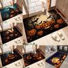Spooky Halloween Cartoon Non-Slip Soft Washable Indoor Carpet Rug Door Mat - Pumpkin Ghost Black Cat Bat Festive Home Decoration