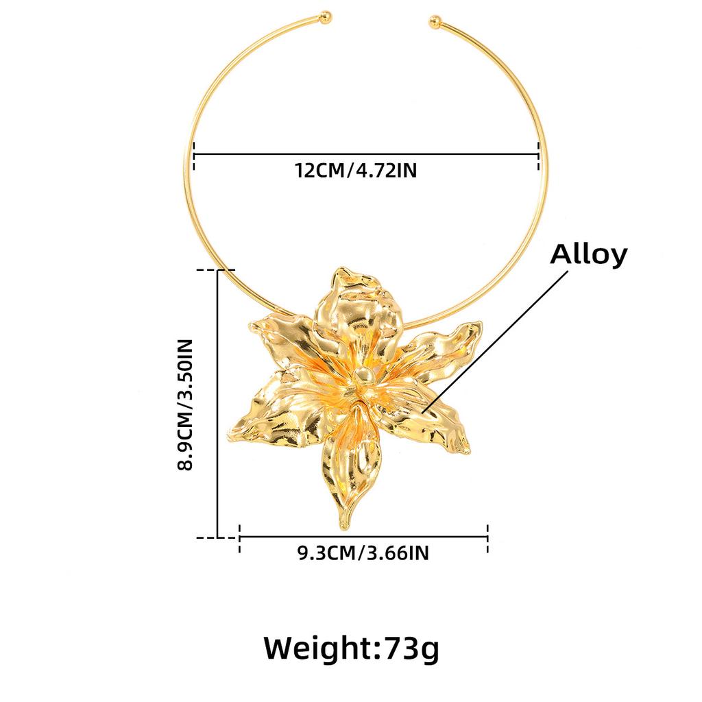 Summer New Alloy Floral Choker Hip Hop Necklace Women's Trend Exaggerated Flower Accessories Necklace
