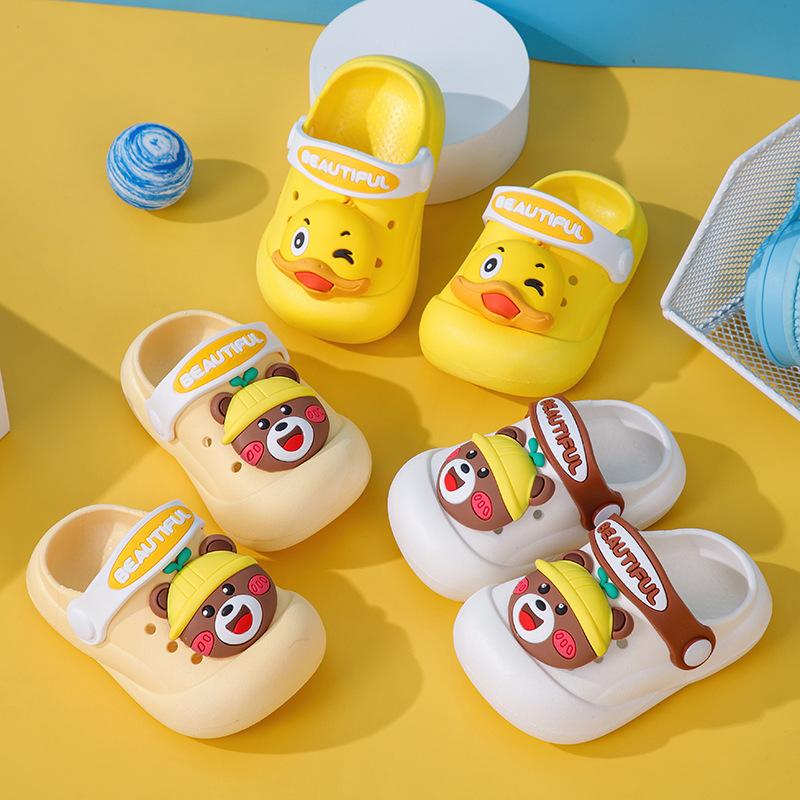 Non-slip cartoon duck children's slippers for boys and girls, cute baby sandals, summer slippers for toddlers and young children