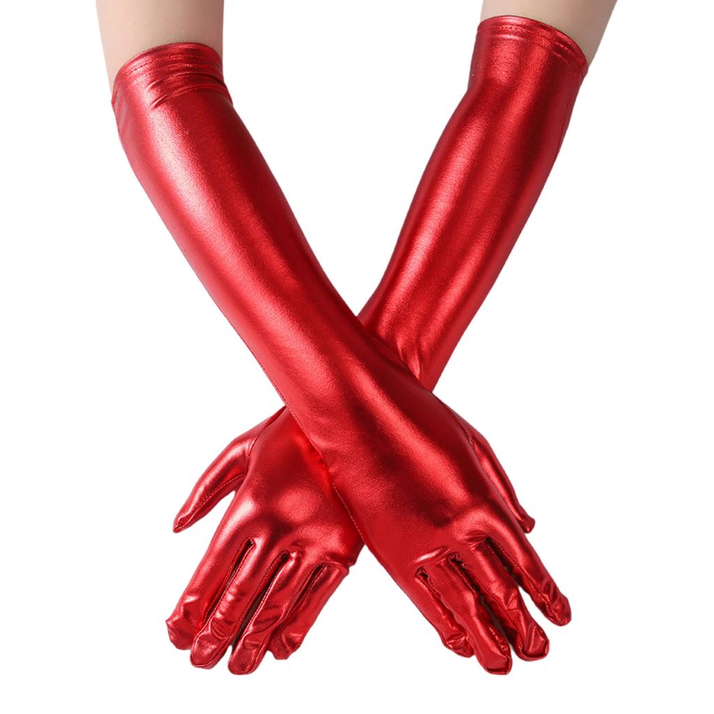 Metallic Gloves Nightclub Dancing Gloves Christmas Party Accessory Full Finger Stretchy Gloves for Concert Opera