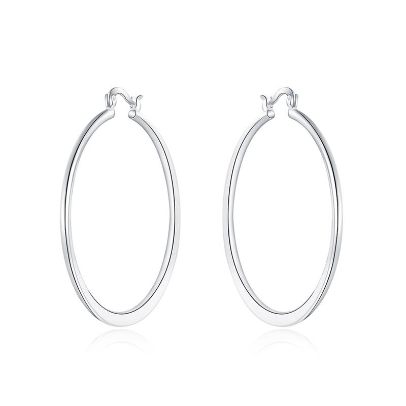 Серьги-кольца из серебра 925 пробы диаметром 55 мм с плоским большим размером для женщин, свадебные украшения, аксессуары