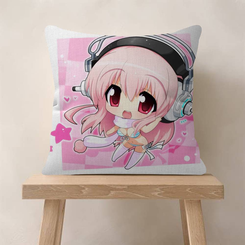 Красивая наволочка для подушки с изображением аниме Super Sonico 45x45 см, декоративная наволочка для подушки, наволочка для домашней подушки на диван