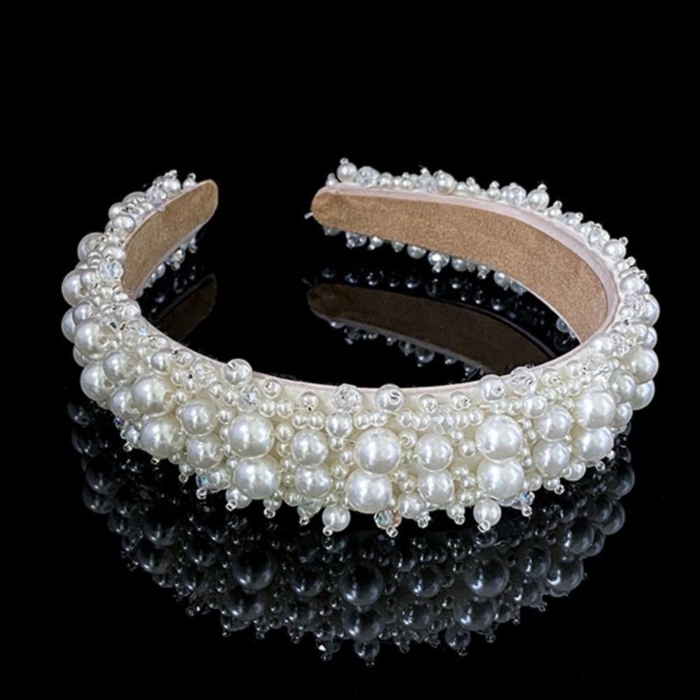 Большой свадебный обруч для волос Широкий бок Женские повязки для волос Модные жемчужные повязки Вечеринка