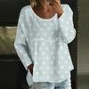 Женский повседневный модный свободный топ с круглым вырезом и цветочным принтом, с длинным рукавом