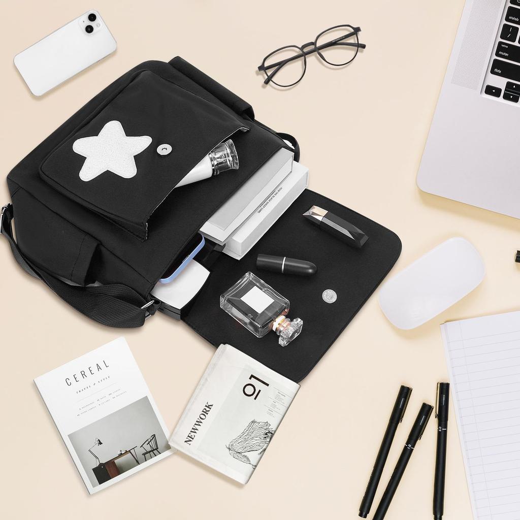 Милая сумка почтальона, эстетичная сумка через плечо, сумка в стиле гранж Y2K Star, эмо-сумка на одно плечо для женщин A-DH