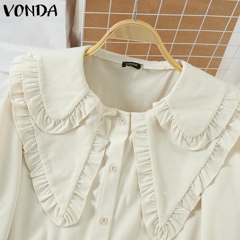 VONDA Женские летние блузки с длинным рукавом и лацканами