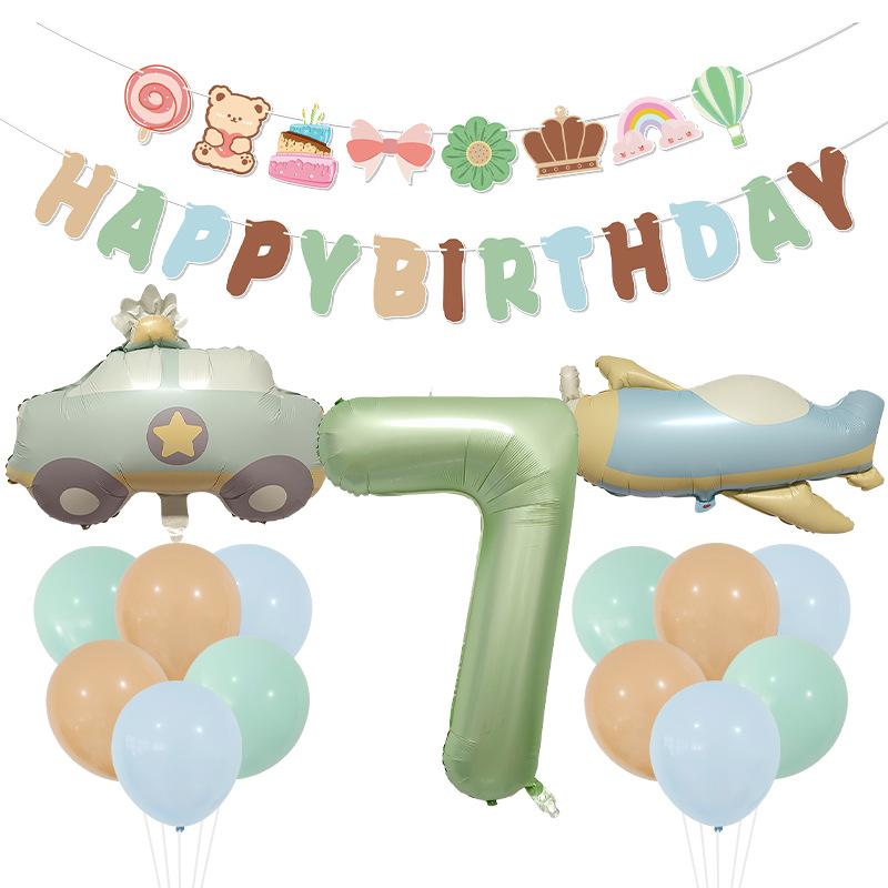 40 дюймов Оливково-зеленый Цифровой Автомобиль Самолет Алюминиевая Фольга Воздушный Шар День Рождения Вечеринка Воздушный Шар Медведь Флаг Набор Украшение