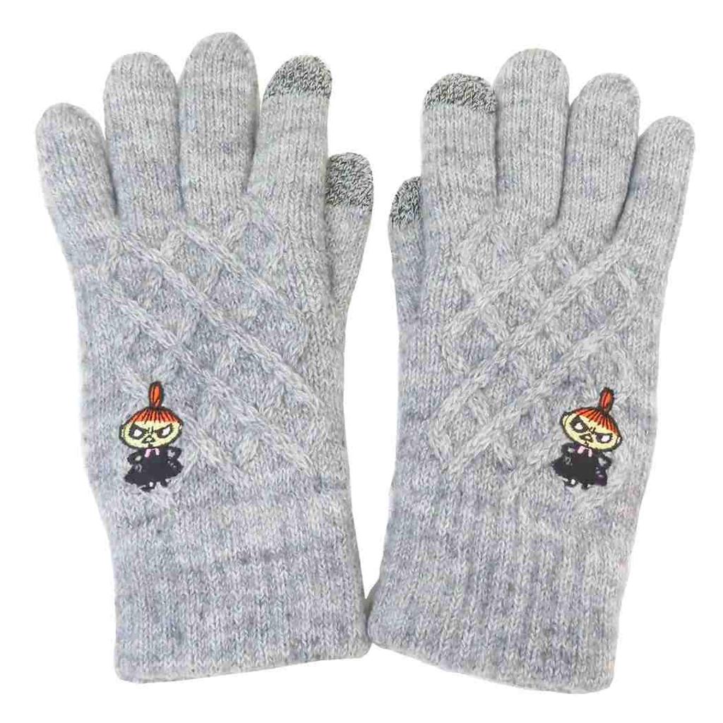 Small Planet Moomin Smartphone Compatible Cable Gloves with Embroidery Little Nordic Style Gloves, One-Point / My, Happy,