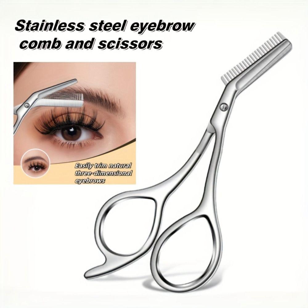 Stainless Steel Eyebrow Scissors with Eyebrow Comb Hair Remover Safe Eyebrow Trimmer Grooming