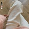 Women's High-Waist Knitted Wide-Leg Trousers - Spring/Autumn White Casual Pants