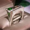 Женское кольцо с зеленым цирконием в стиле панк, серебряное кольцо с кристаллами, ювелирные изделия, обещание, свадебные обручальные кольца для женщин, подарок на вечеринку