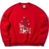 Li Ning Sports Fashion Series Daily Prosperity Collection Round Neck Pullover Loose Printed Sweatshirt Unisex Sweatshirt Cinnabar-Red AWDQ138-1