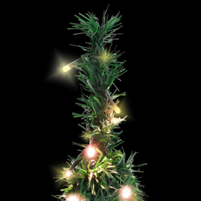VidaXL Sapin de Noël Artificiel Escamotable 50 LED Vert, Arbre de Noël avec Lumières, Décoration de Fête Vacance Maison 357751