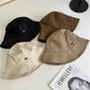 Autumn and Winter New Matte Pattern PU Leather Bucket Hat Women's Literary Fashion Short Brim Retro Bucket Hat