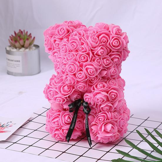 25cm Romantic Fake Rose Flower Foam Bear Doll Valentines Day Birthday Xmas