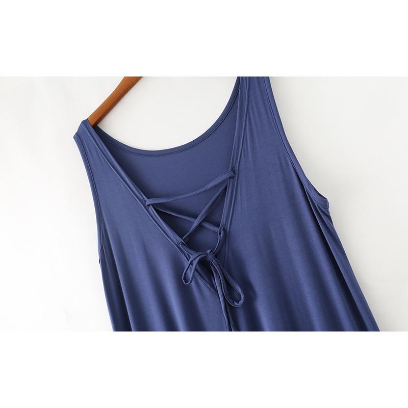 Летняя женская ночная рубашка с круглым вырезом, сексуальная, с завязками, длинное, свободное, большого размера, платье из модала