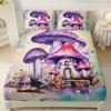 Psychedelic Mushroom Fitted Sheet Set, Psychedelic Bed Cover with Pillowcase, Colorful Bedding Set 2pcs for Kids Girls Adult