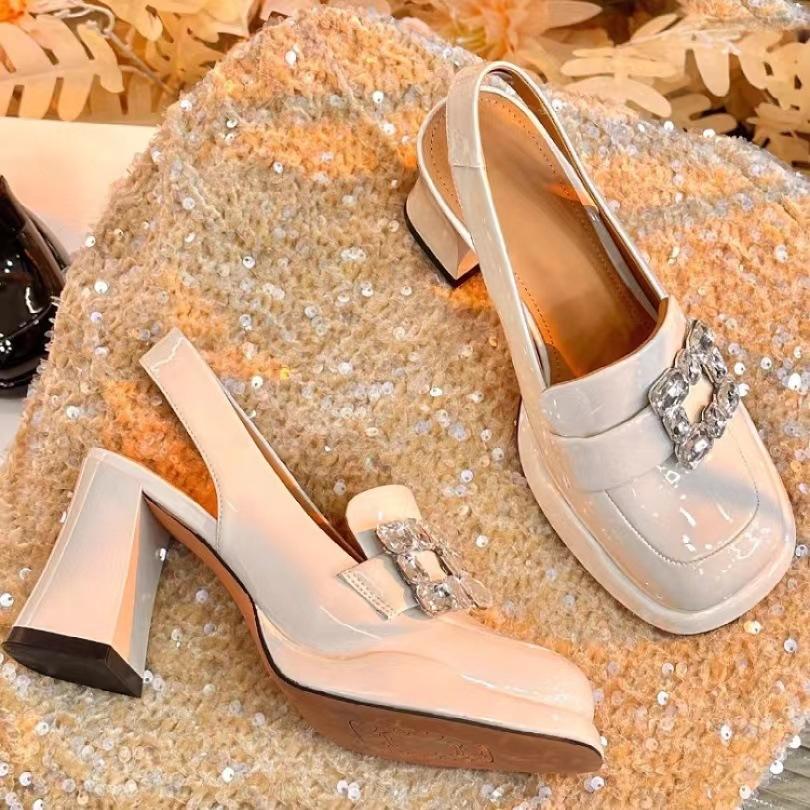 Сандалии со стразами Mary Jane Rhinestone Comfort Shoes Женские летние туфли на квадратном каблуке для девочек на высокой платформе в стиле ретро
