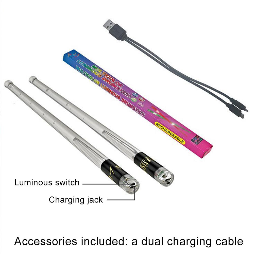 LED Light Up Drumsticks 15 Color Changing Glow In The Dark Drumsticks LED Light Up Drum Sticks Rechargeable Jazz Drum Sticks