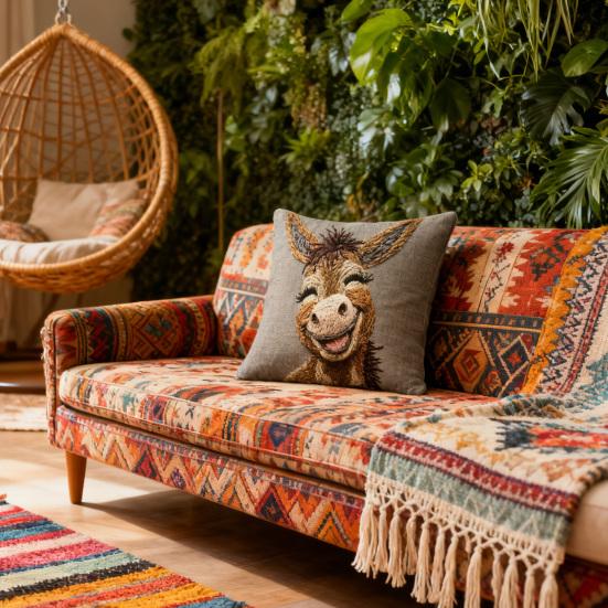 Наволочка Yousheng с принтом осла, простой в уходе дизайн, мягкий дышащий чехол для подушки, диван, спальня, патио, домашний декор