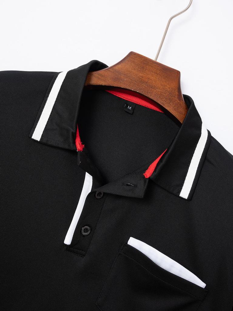 Мужская спортивная рубашка-поло 2024 года с карманом на пуговицах