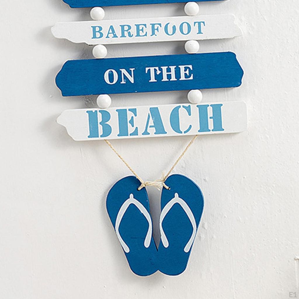Beach Flop Wall Ornament, 19.5x47cm Wood Door Porch Hanging Decoration, Home Decor