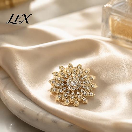 Rhinestone Sunflower Brooch Sparkling Brooch, Golden Plated Floral Lapel Durable Pin Pin, Dainty Clothing Jewelry Accessory for Women Girls Metal