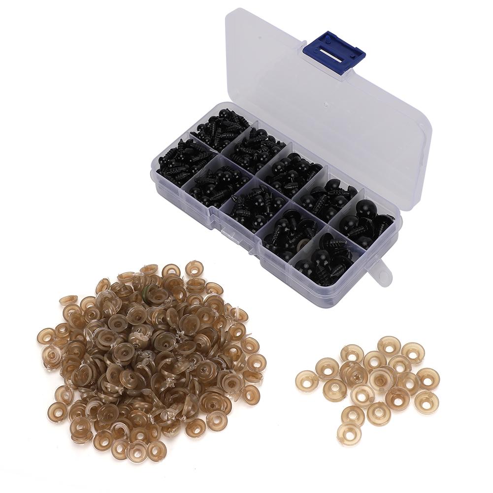 240pcs Safety Black Doll Eyes Plastic Screw Type for Teddy Bear Doll Animal Hand Craft Felted Toy