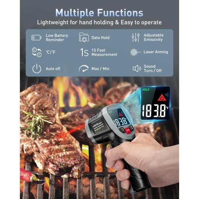 Eventek thermomètre infrarouge sans contact -50°c~600°c