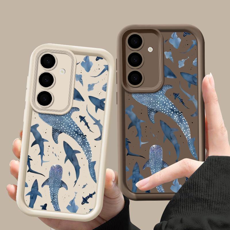 Чехол из ТПУ с принтом акулы и дельфина для Samsung Galaxy A17 A56 A36 A26 A55 A16 A15 A35 A25 5G S25 Edge S22 S23 Ultra S24 FE