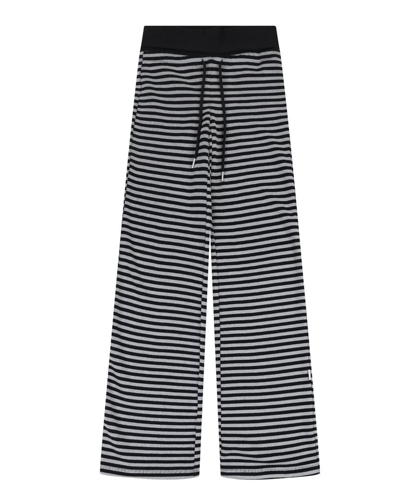ORDINARY HOLIDAY Stripe Jersey Wide Pants [Black]