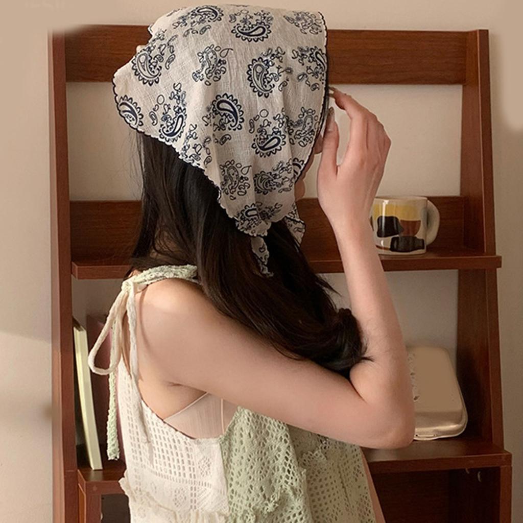 Multiuse Flower Print Headscarf Thin Headwrap Photo Bandana for Women Fashionable Head Covers for Spring Music Festival