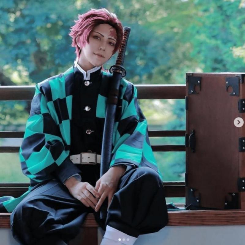 Аниме Demon Slayer Kamado Tanjirou Косплей Костюм Kimetsu No Yaiba Мультфильм Костюм Sutis Парики Хэллоуин Для Детей Взрослых CosParty