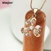 SIMJOO Stylish Zircon Necklace Creative Rose Gold Swirl Flower Necklace for Ladies