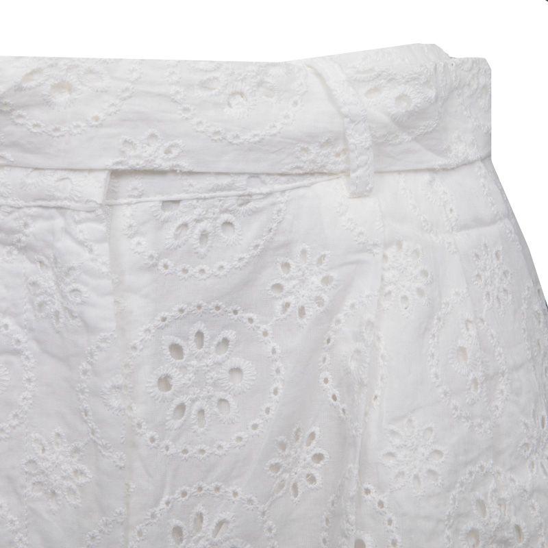 Шорты женские Selin LA PETITE ETOILE белые с вышивкой и поясом