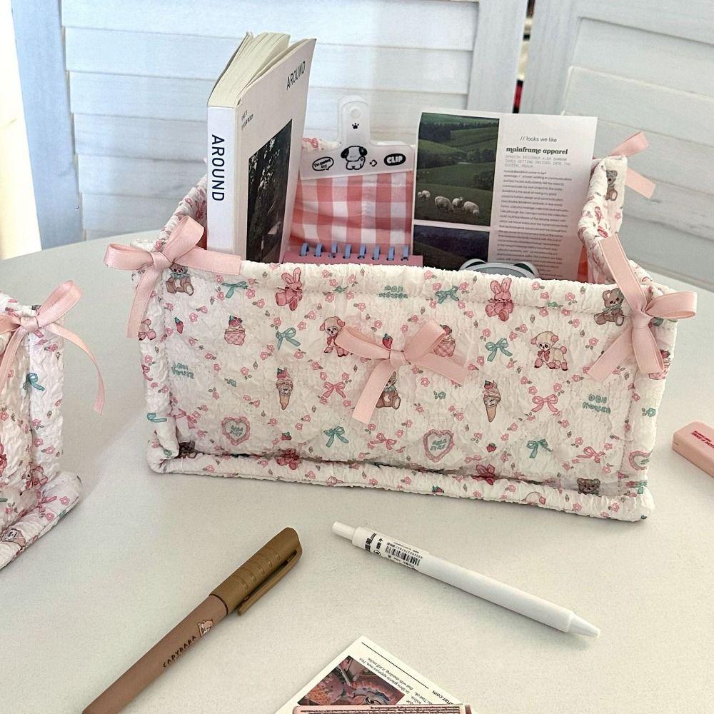 Square Storage Box Bear Pattern Organizer Box New Desktop Storage Basket  Home Decoration