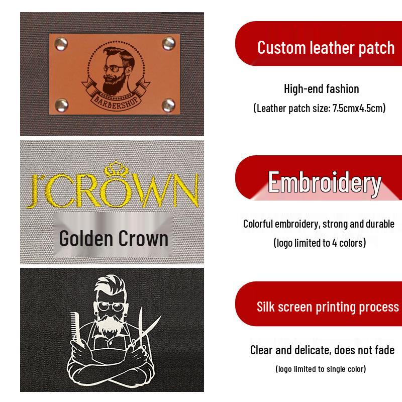 Custom Logo Barber Apron for Women and Men: Ideal for Art Students, Bubble Tea Shops, Baking, Catering, and Woodworking.