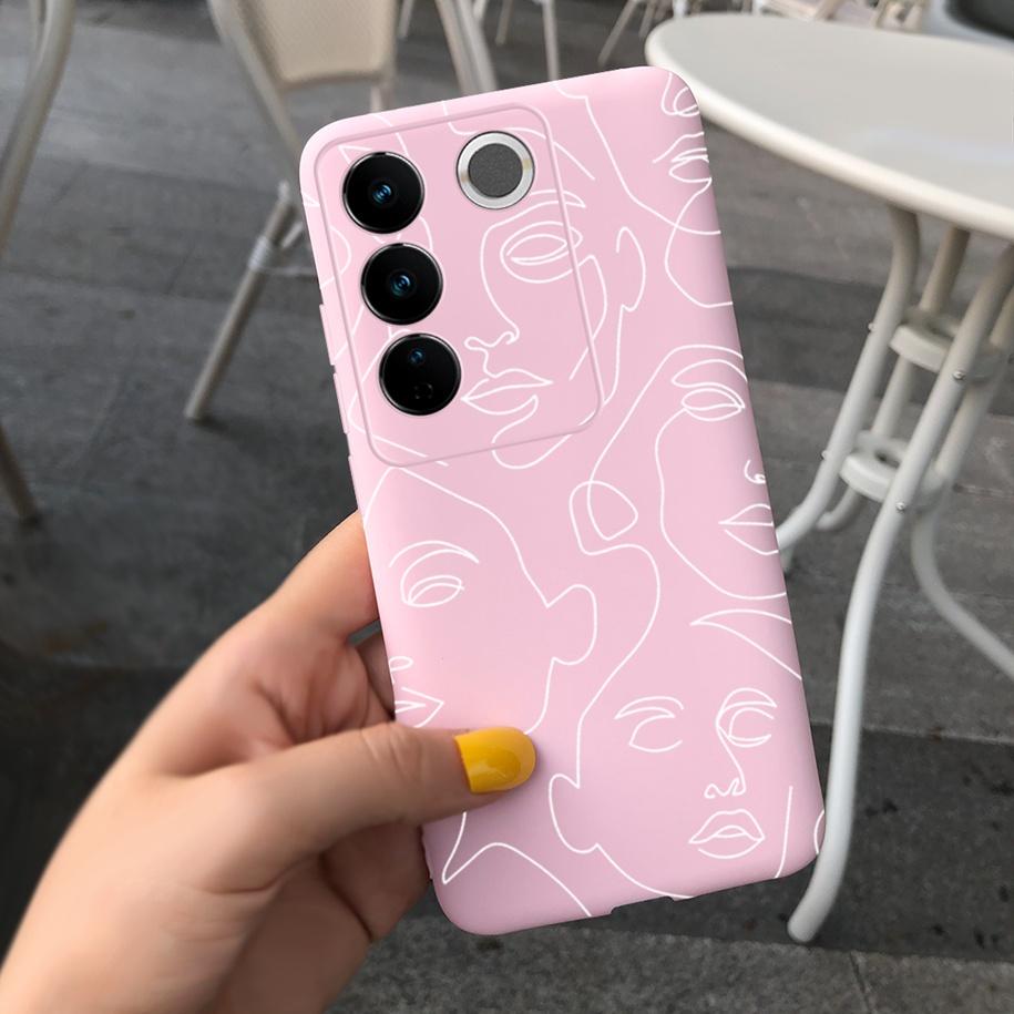 Чехол для Vivo V27 Pro Задняя крышка для Vivo V27e Модный чехол-фунда конфетного цвета с рисунком для Vivo V27 5G V 27e V27Pro V2237 V2230 Мягкий чехол
