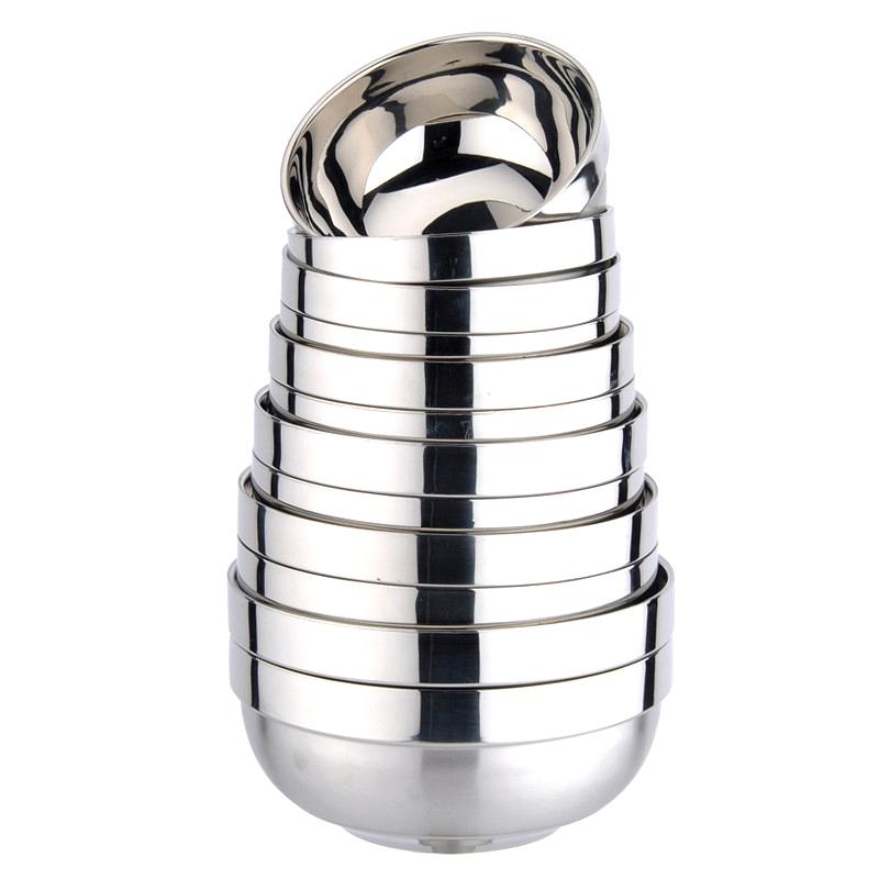 Миски с защитой от ожогов из нержавеющей стали, двухслойные, толстые, прочные, для супа, риса, миска для детской столовой в детском саду