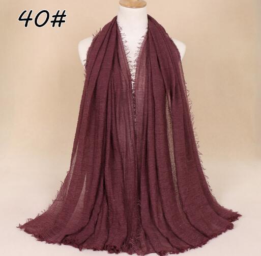 New Ethnic Oversize Muslim Crinkle Hijab Head Scarf Women Solid Bubble Cotton Shawls And Wraps Soft Big Linen Foulard Femme