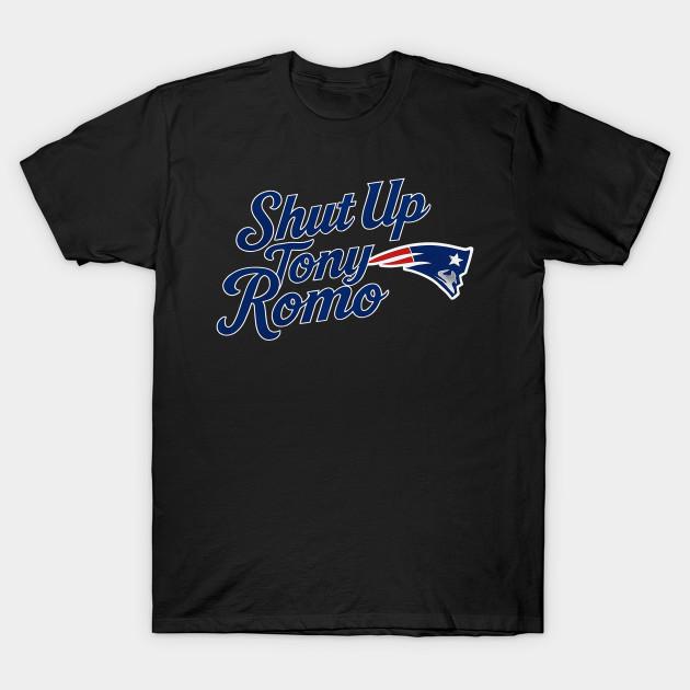 Asian Size Men Black Print T-shirt Shut Up Tony Romo Patriots Football No-Cut Heat Transfer Print Cotton Tshirt