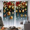 2pcs Set Christmas Bell Ornament Print Curtains Modern Art Decor Style Polyester Rod Pocket Design for Bedroom Living Room Offic