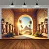 Vibrant view of Egyptian pyramid arches with polyester background fabric, suitable for family gatherings, weddings, birthdays