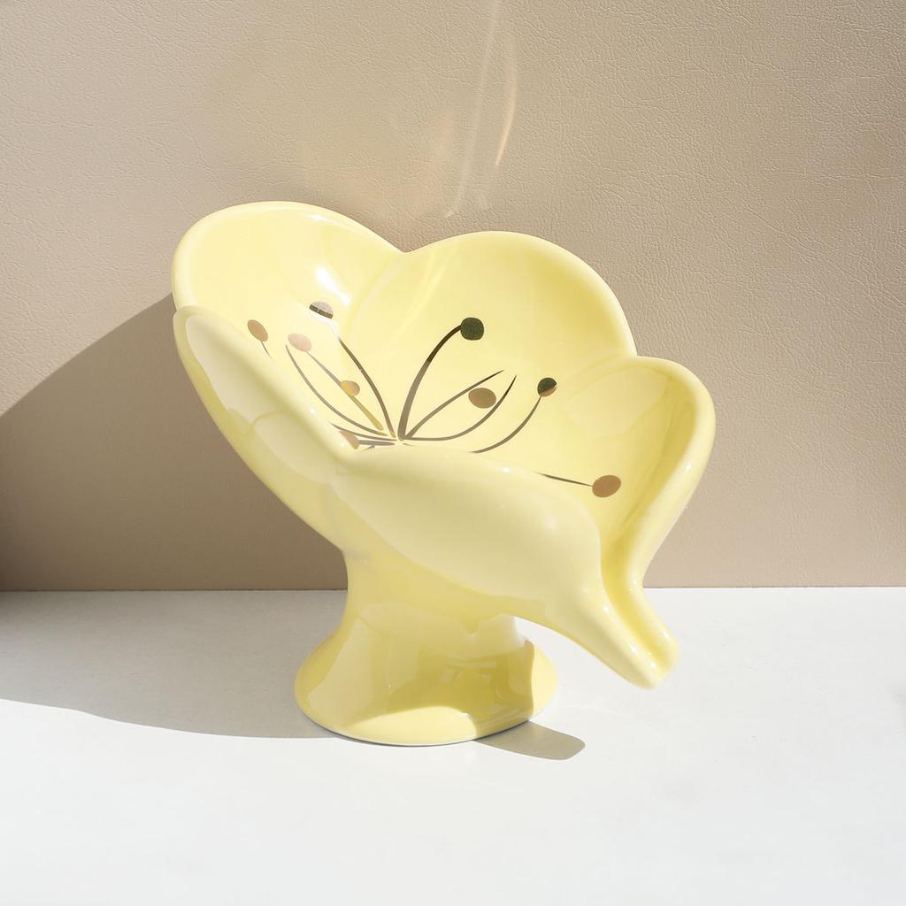 Мыльница, держатель для мыла в форме листа, самоосушающийся, керамический слив для раковины, ванной, душа, кухни, легко моется, сохраняет сухость, кремовый