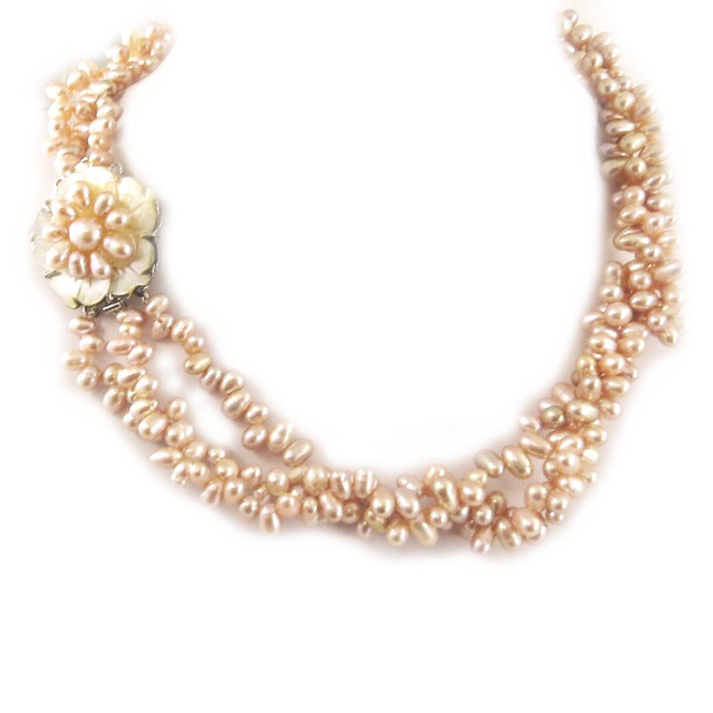 Les Trésors De Lily [C9063] - 'Anaïs Biwa' Necklace Pink