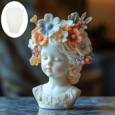 2025 Сделай сам Афина девушка цветочный горшок смола силиконовая форма богиня коробка для хранения цементная форма милая девушка чашка для свечи подставка для ручек гипсовые формы