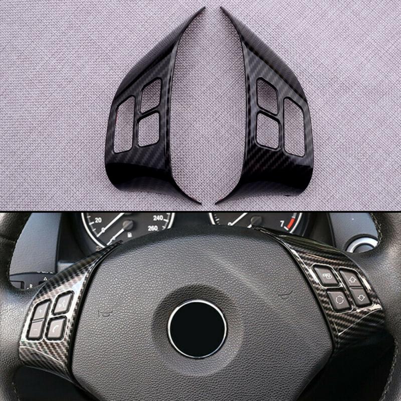 1 Pair Carbon Fiber Style Steering Wheel Button Cover Trim Frame Sticker Fit for BMW 3 series E90 E84